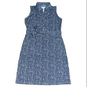 J. McLaughlin Dolly Sleeveless Collared Button Front Dress Blue Windowpane M